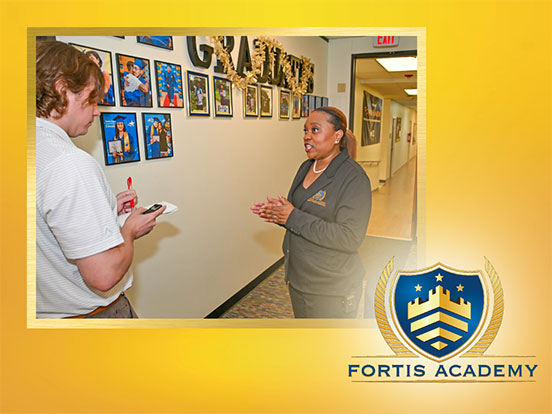  A Kinder Insitute reporter speaks to Fortis Academy Principal Travita Godfrey